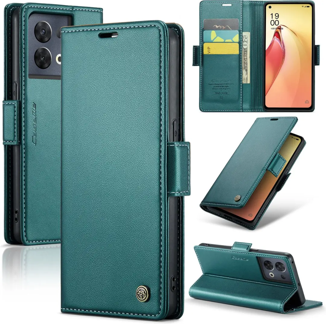 CaseMe Wallet Case OPPO Reno8 Pro - Groen - RFID & Magneetsluiting