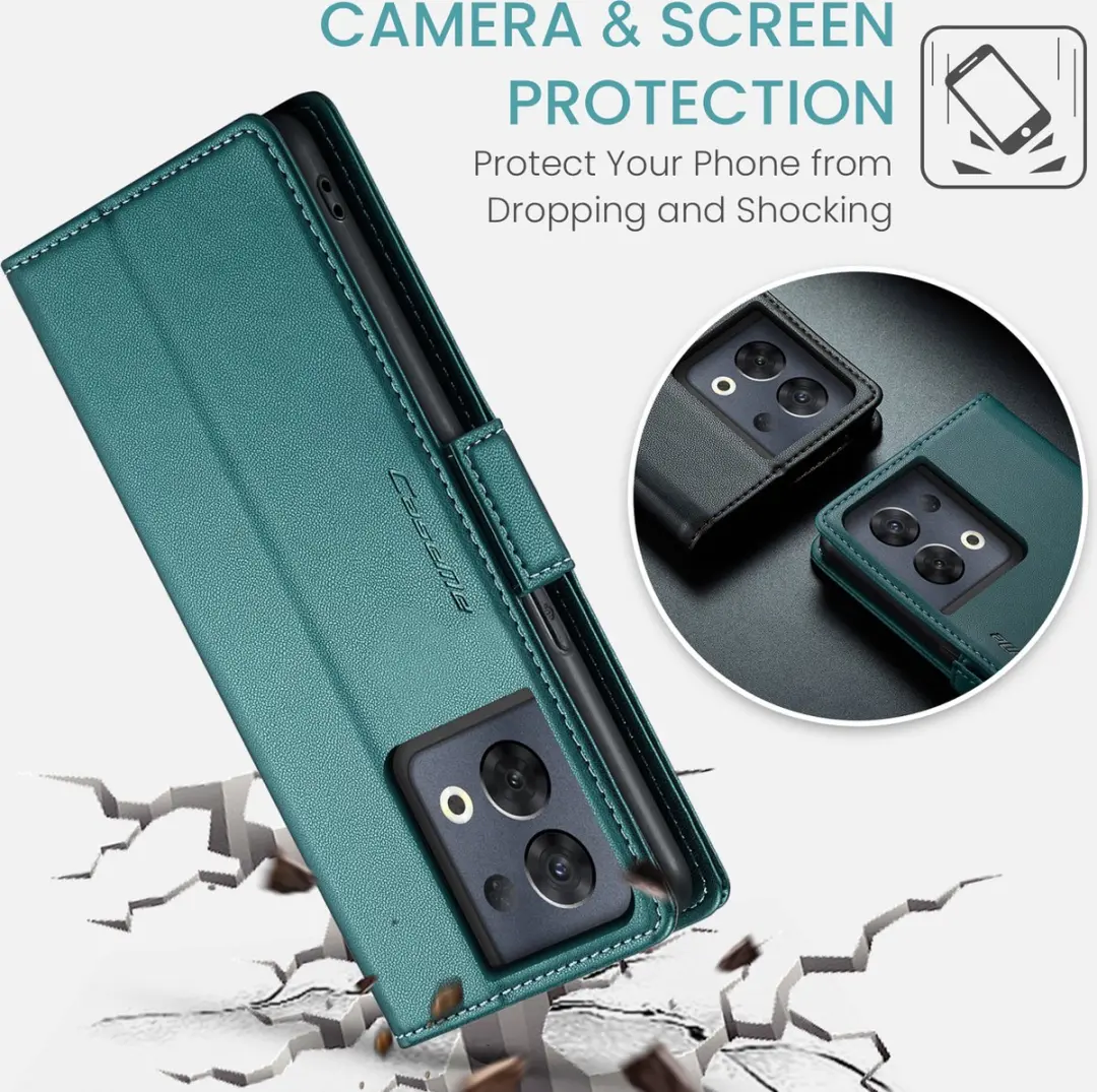 CaseMe Wallet Case OPPO Reno8 Pro - Groen - RFID & Magneetsluiting