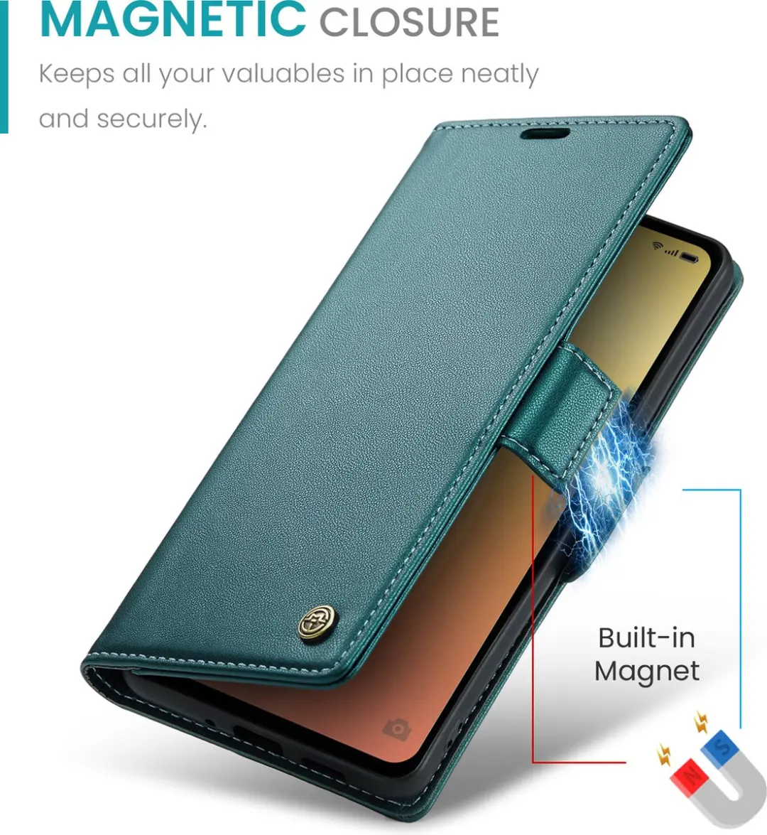 CaseMe Wallet Case OPPO Reno8 Pro - Groen - RFID & Magneetsluiting