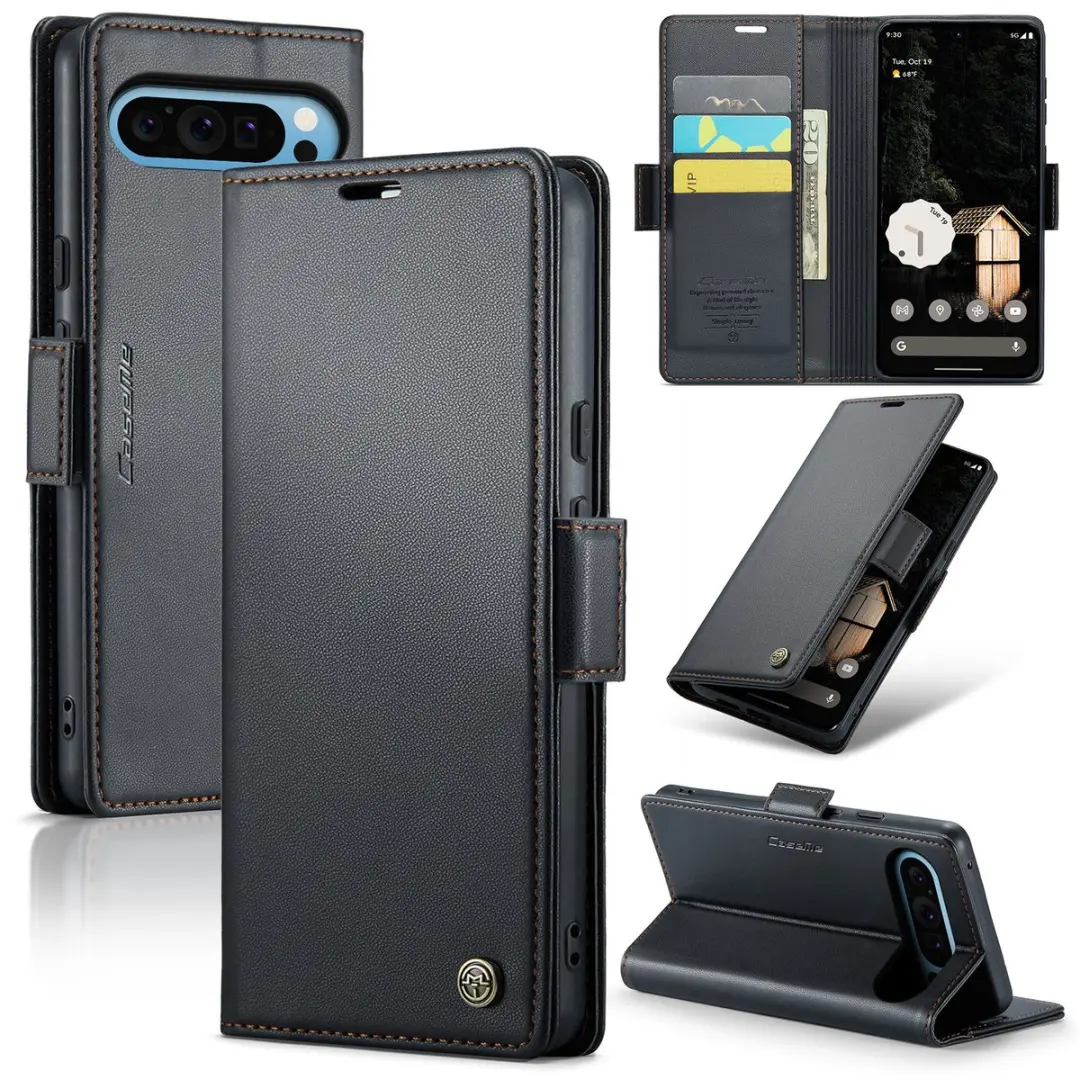 CaseMe Wallet Case Google Pixel 10 Pro XL - RFID & Magneetsluiting - 3 Pasjes - Zwart