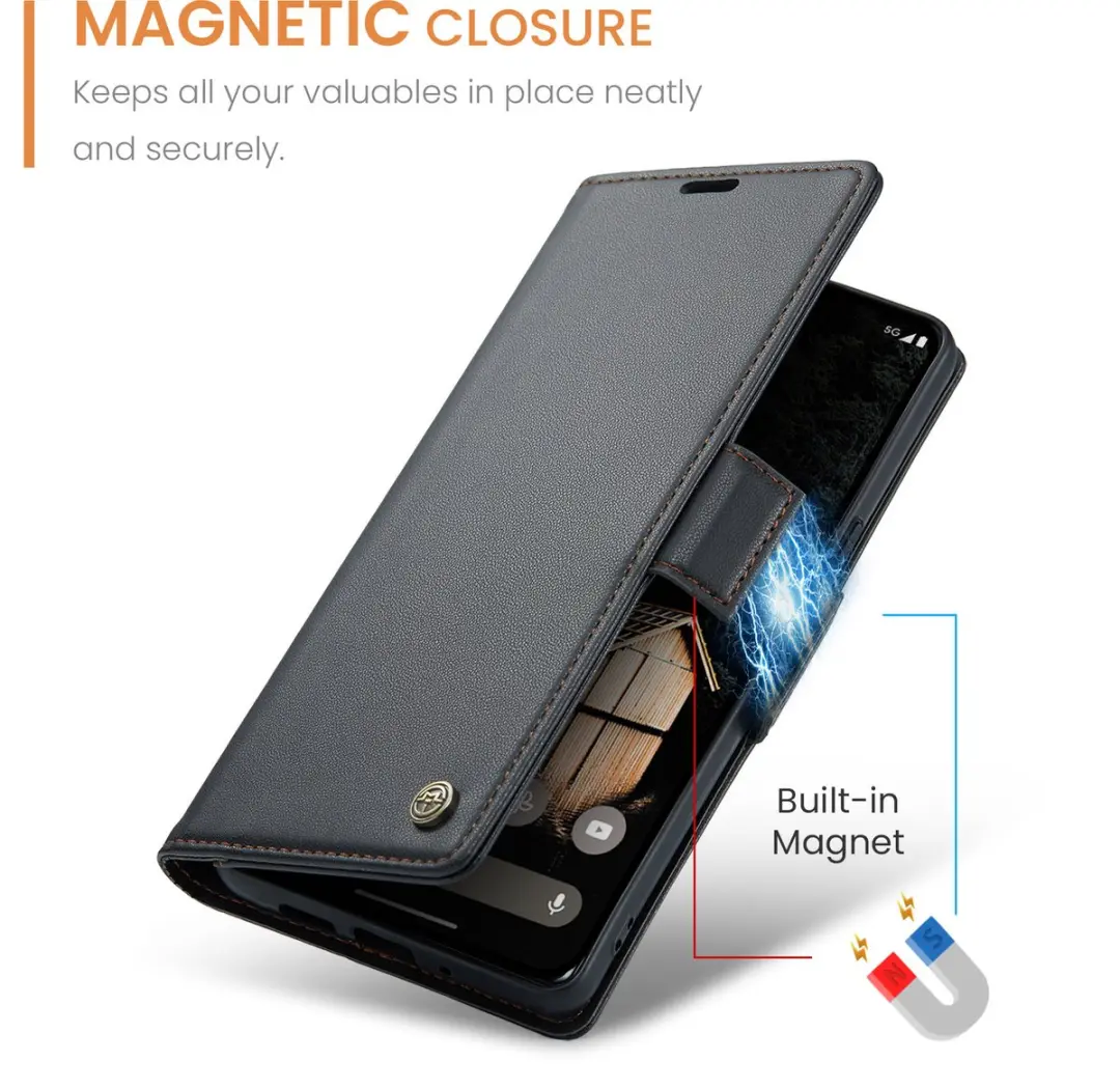 CaseMe Wallet Case Google Pixel 10 Pro XL - RFID & Magneetsluiting - 3 Pasjes - Zwart