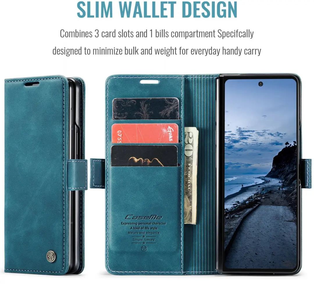 Caseme Bookcase Hoes Samsung Galaxy Z Fold 7 - Blauw
