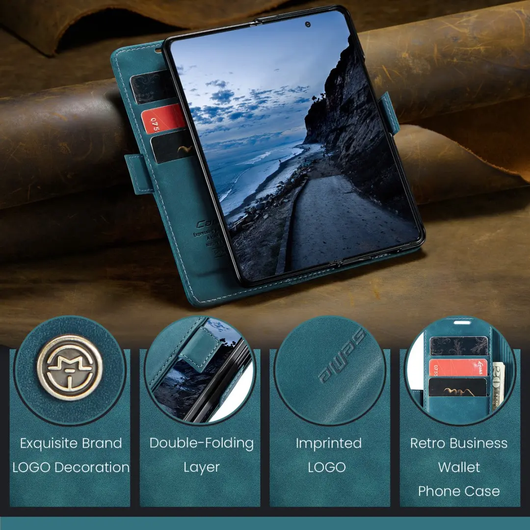 Caseme Bookcase Hoes Samsung Galaxy Z Fold 7 - Blauw
