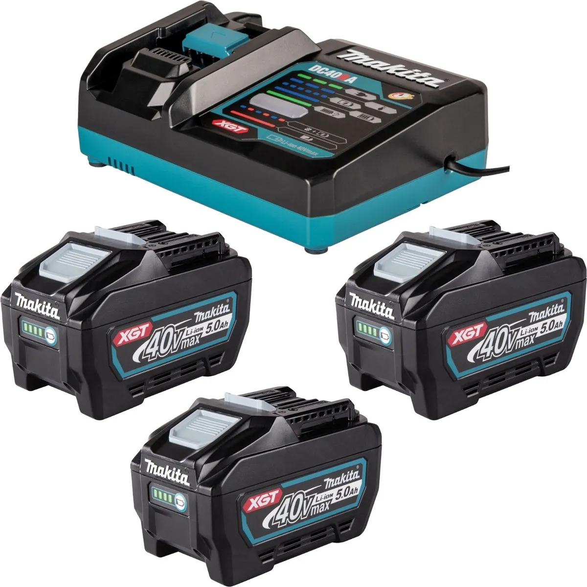 Makita Power Source Kit 3x BL4050F 40V 5.0Ah + DC40RA Lader