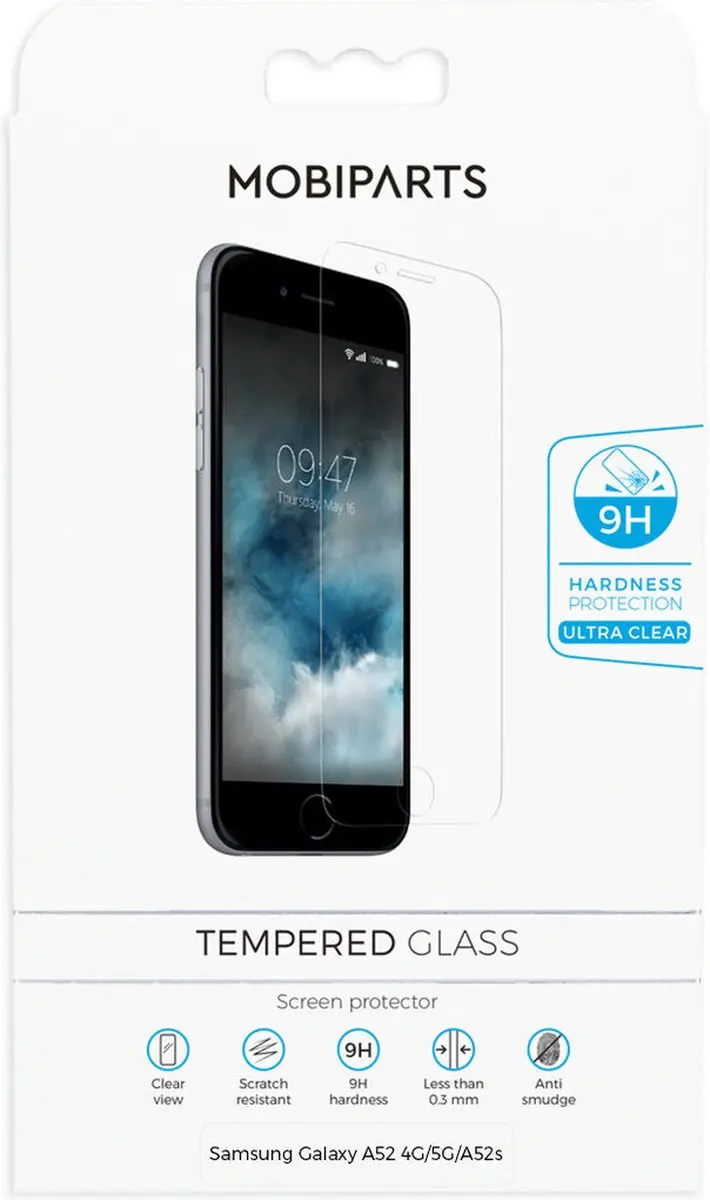 Mobiparts Screenprotector Samsung Galaxy A52/A52s - Gehard Glas - Anti-bacterieel