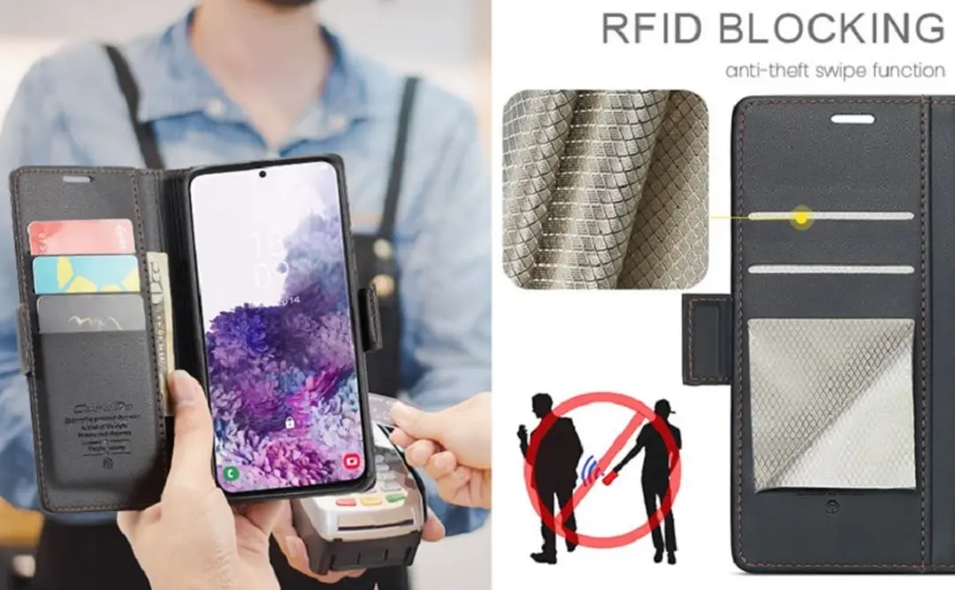 CaseMe Wallet Case Samsung Galaxy S23 - RFID & Magneetsluiting - 3 Pasjes - Zwart
