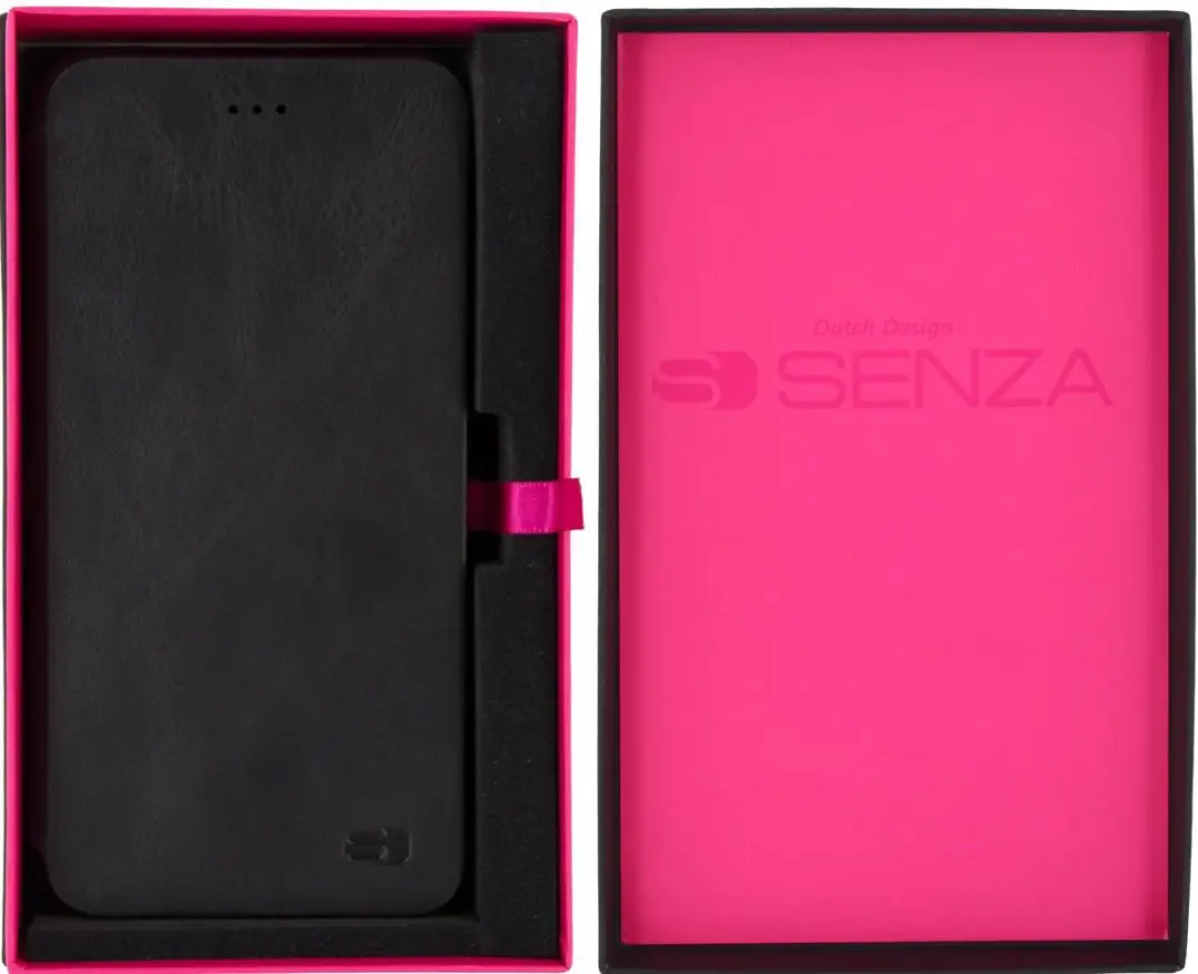 Senza Pure Skinny Leather Booklet iPhone 8 Plus - 3 Pasjes - Zwart BKLCS1030 - afbeelding 6 van 6