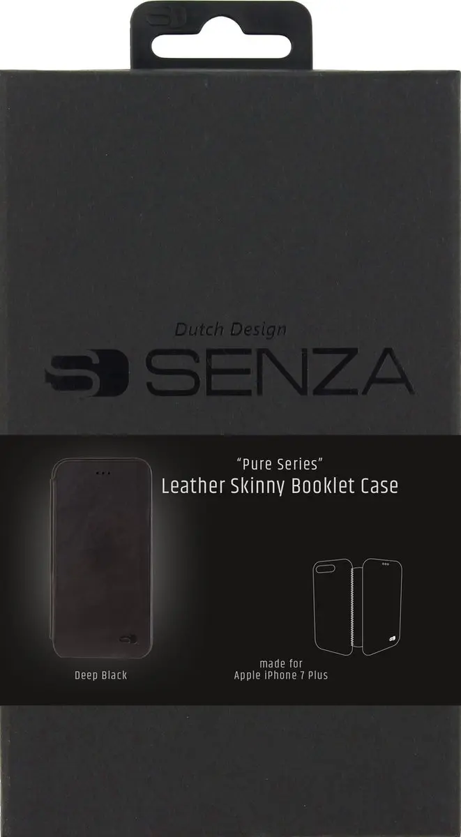 Senza Pure Skinny Leather Booklet iPhone 8 Plus - 3 Pasjes - Zwart BKLCS1030