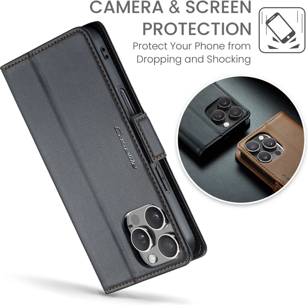 Caseme Wallet Case iPhone 16 Pro RFID - Zwart