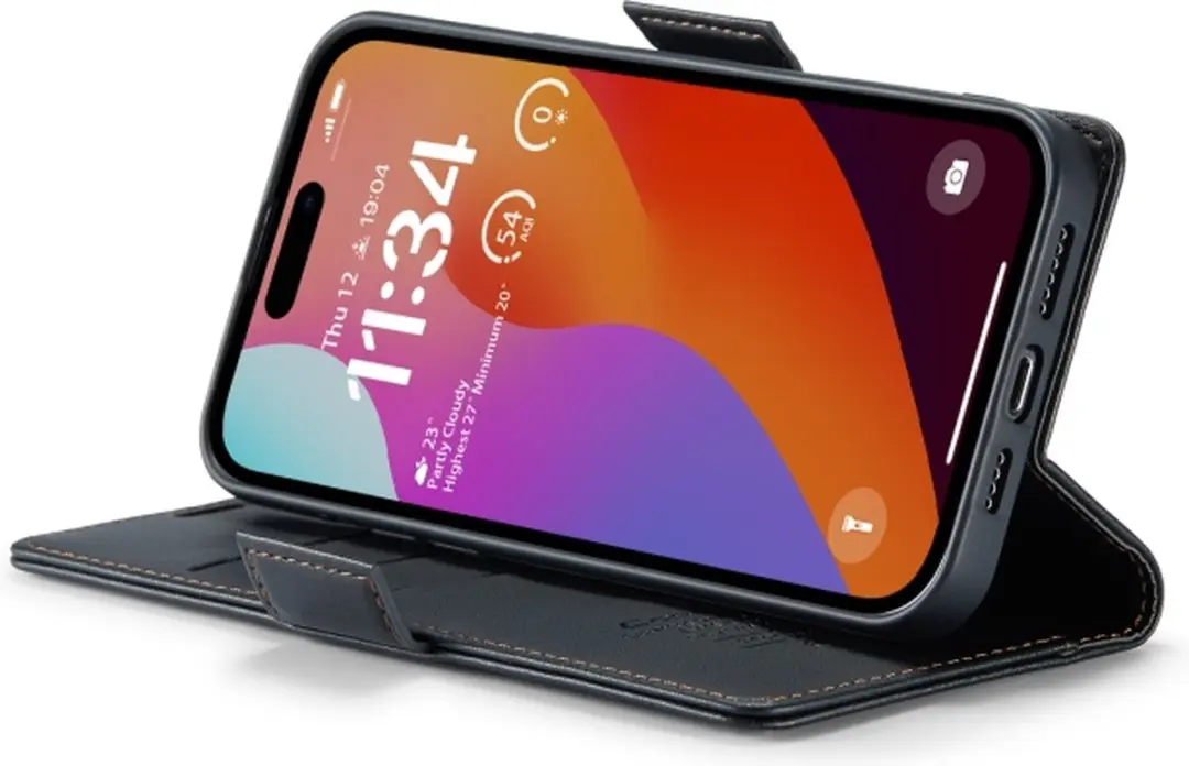 CaseMe Wallet Case iPhone 15 Pro Max - RFID & Magneetsluiting - 3 Pasjes - Zwart - afbeelding 6 van 6