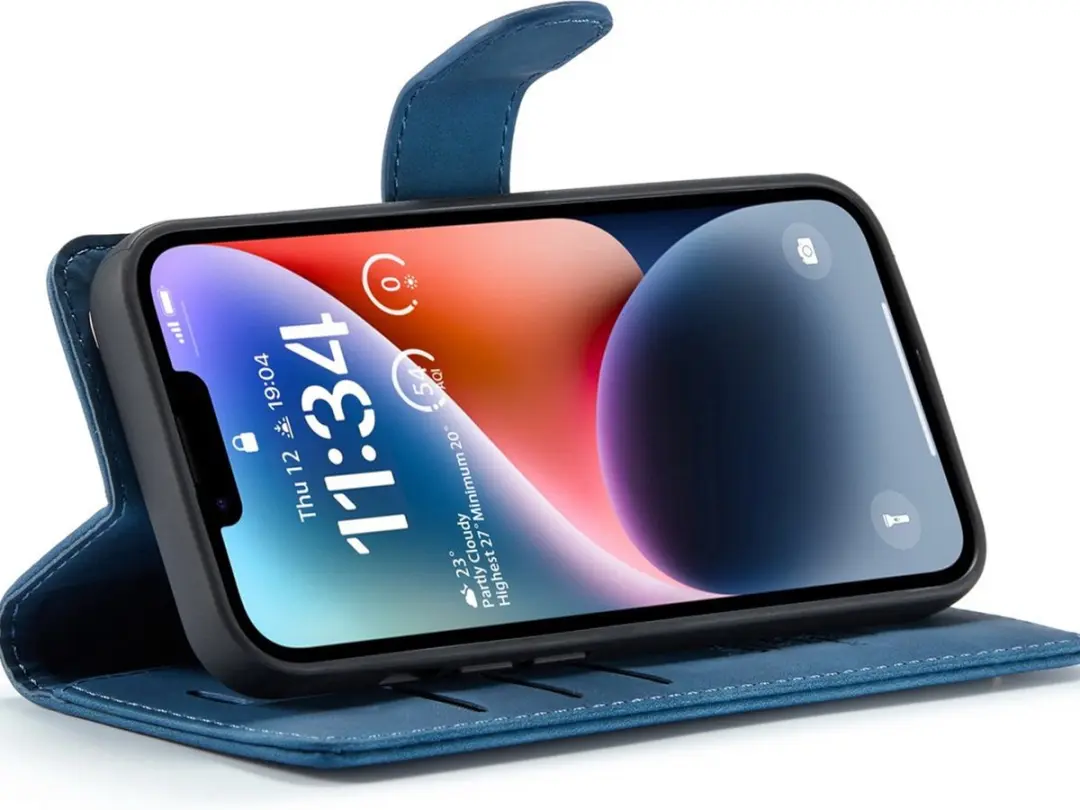 Caseme iPhone 14 Plus Bookcase Hoesje - Donkerblauw Kunstleer - 4 Pasjes - afbeelding 6 van 6