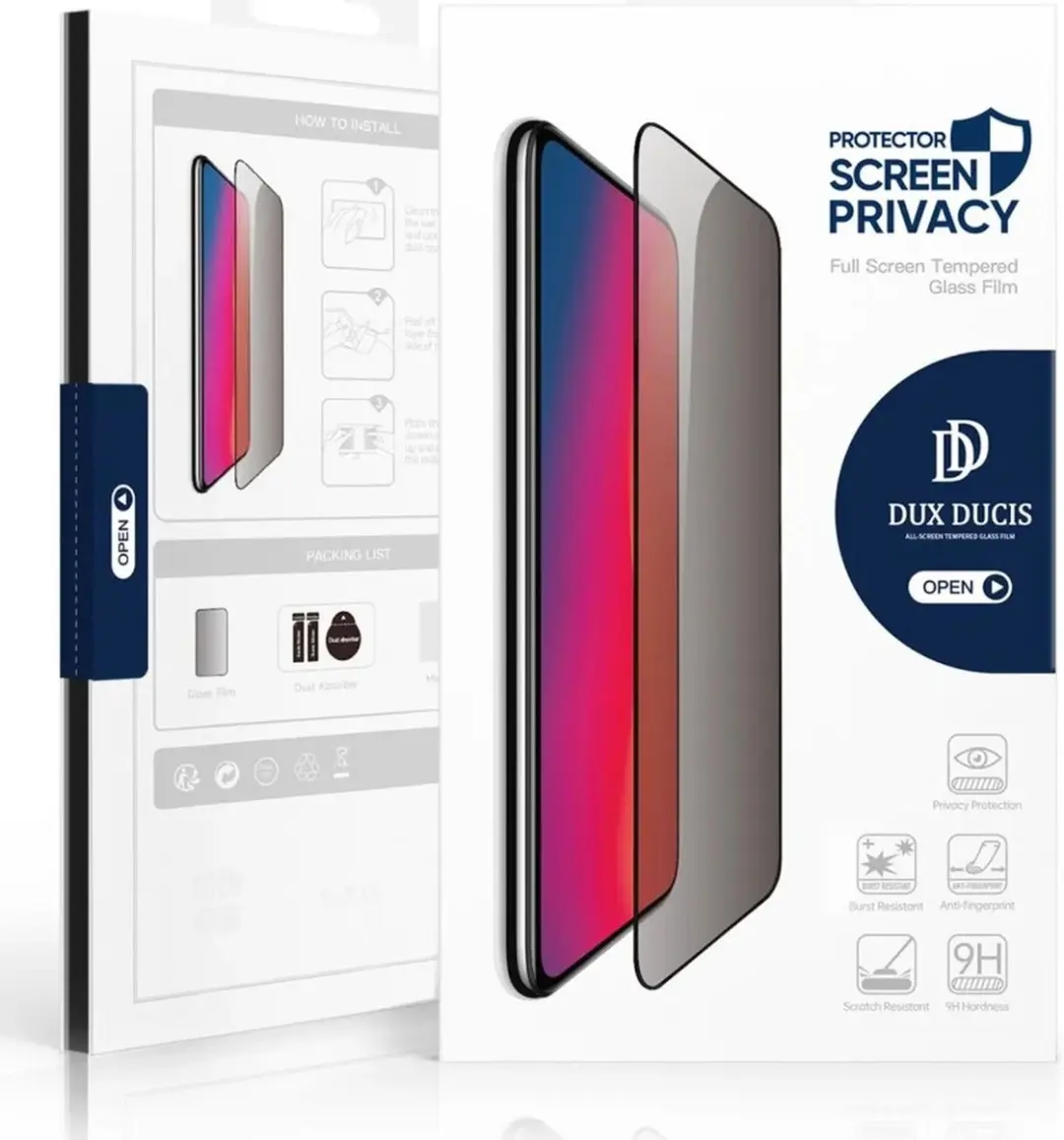 Dux Ducis Privacy Screenprotector iPhone 16 - Zwart - afbeelding 6 van 6