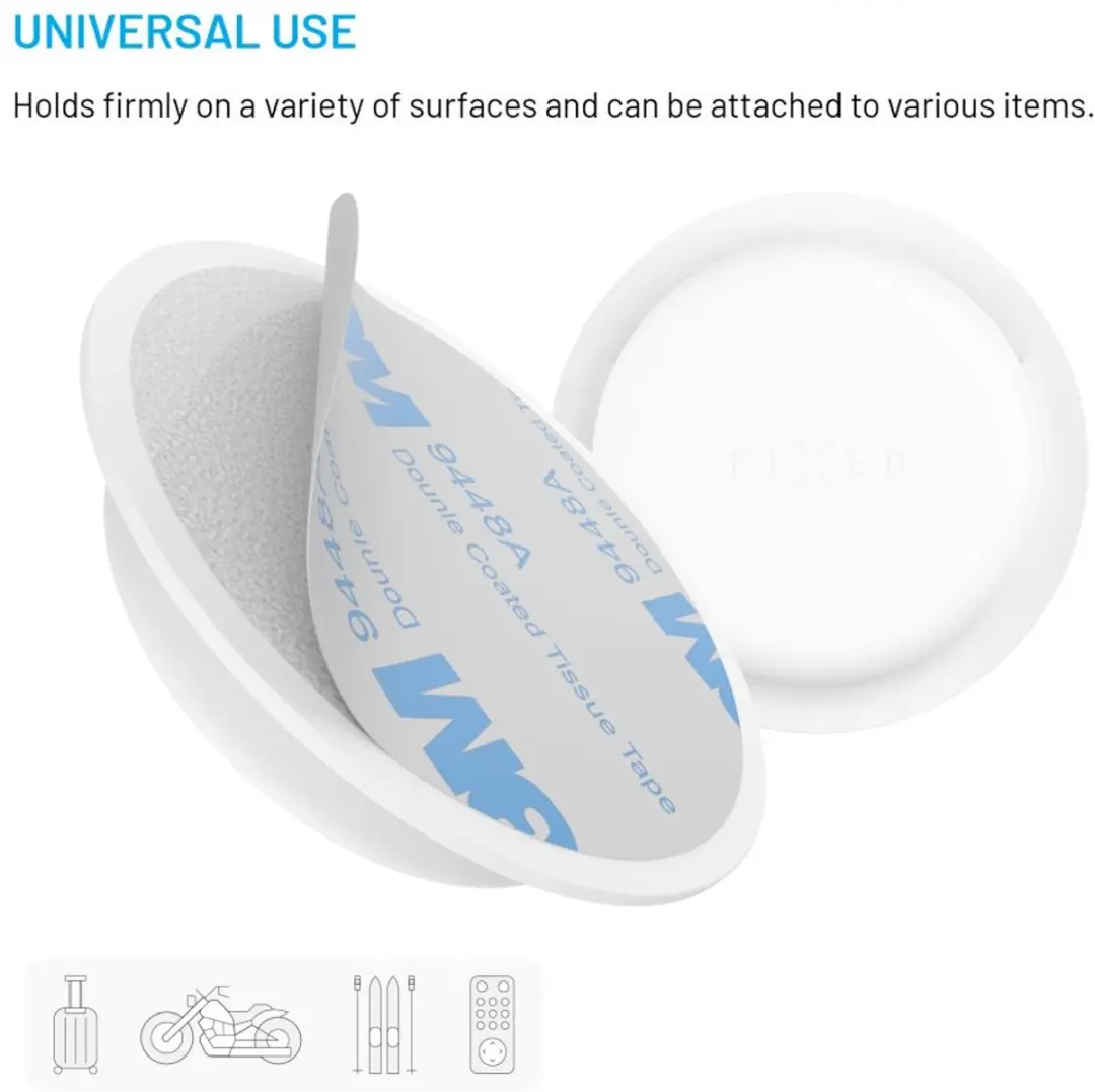 Fixed Silky Sticker AirTag Houder - 2 Stuks Wit