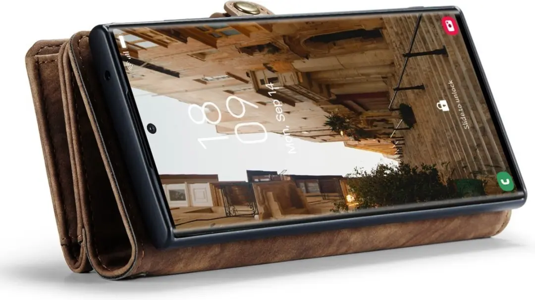 Caseme 008 Hoesje Samsung Galaxy S23 Ultra - 2-in-1 Book Case - 8 Pasjes - Bruin - afbeelding 6 van 6