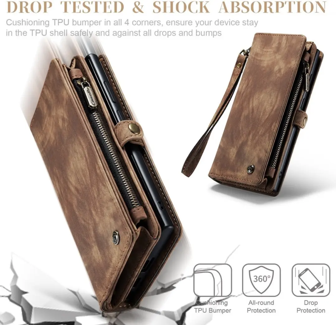 Caseme 008 Hoesje Samsung Galaxy S23 Ultra - 2-in-1 Book Case - 8 Pasjes - Bruin