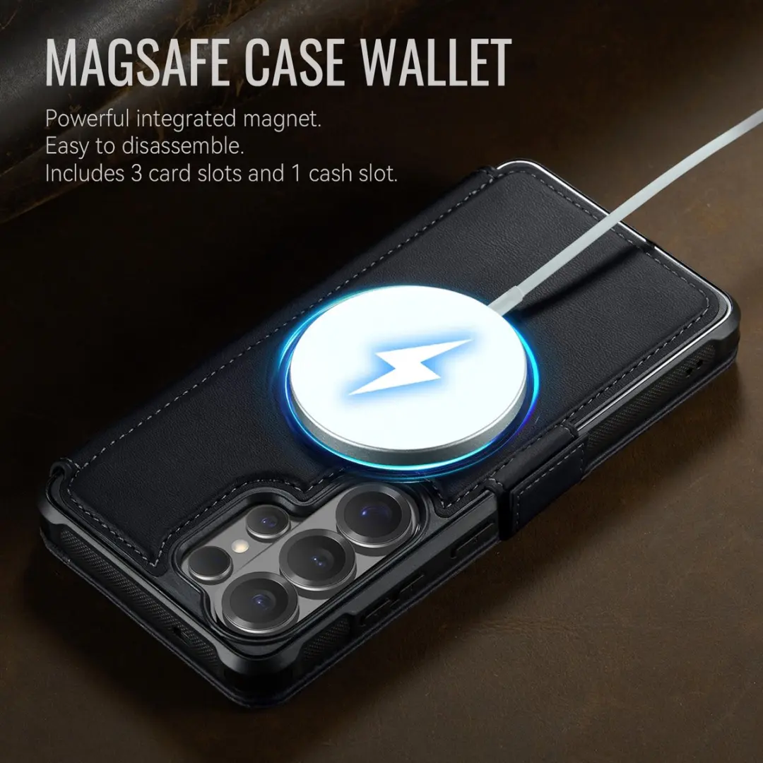Caseme 053 Slim Book Case Hoesje - Samsung Galaxy S24 Ultra - MagSafe - 3 Pasjes - Zwart