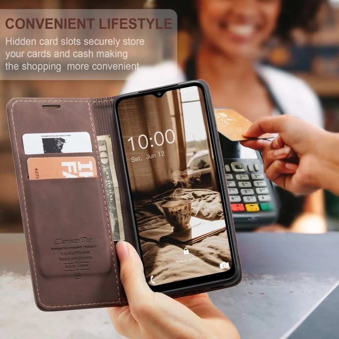 Caseme 013 Book Case Hoesje Samsung Galaxy A14 - Donkerbruin