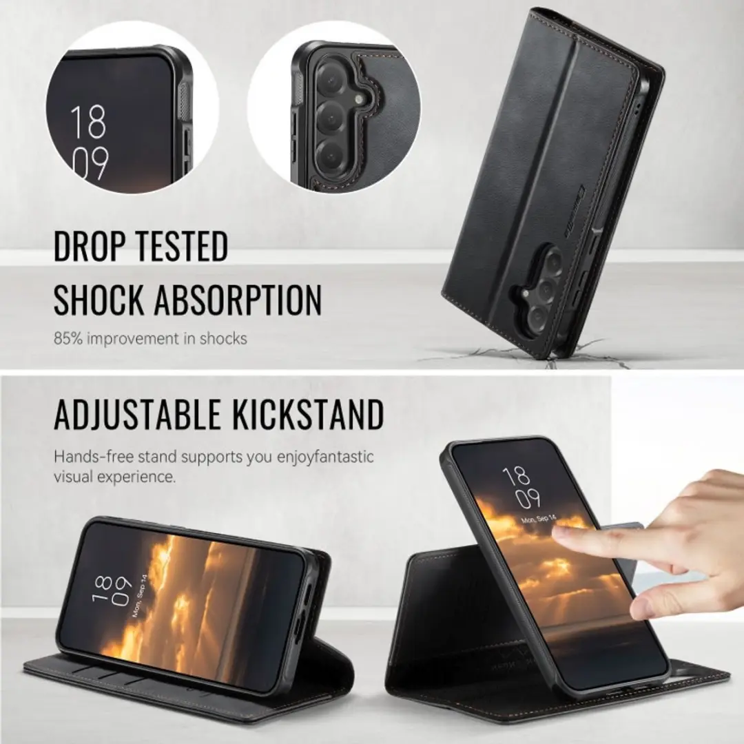 Caseme Luxe 2-in-1 Portemonneehoes Backcover Galaxy S25 FE - Zwart
