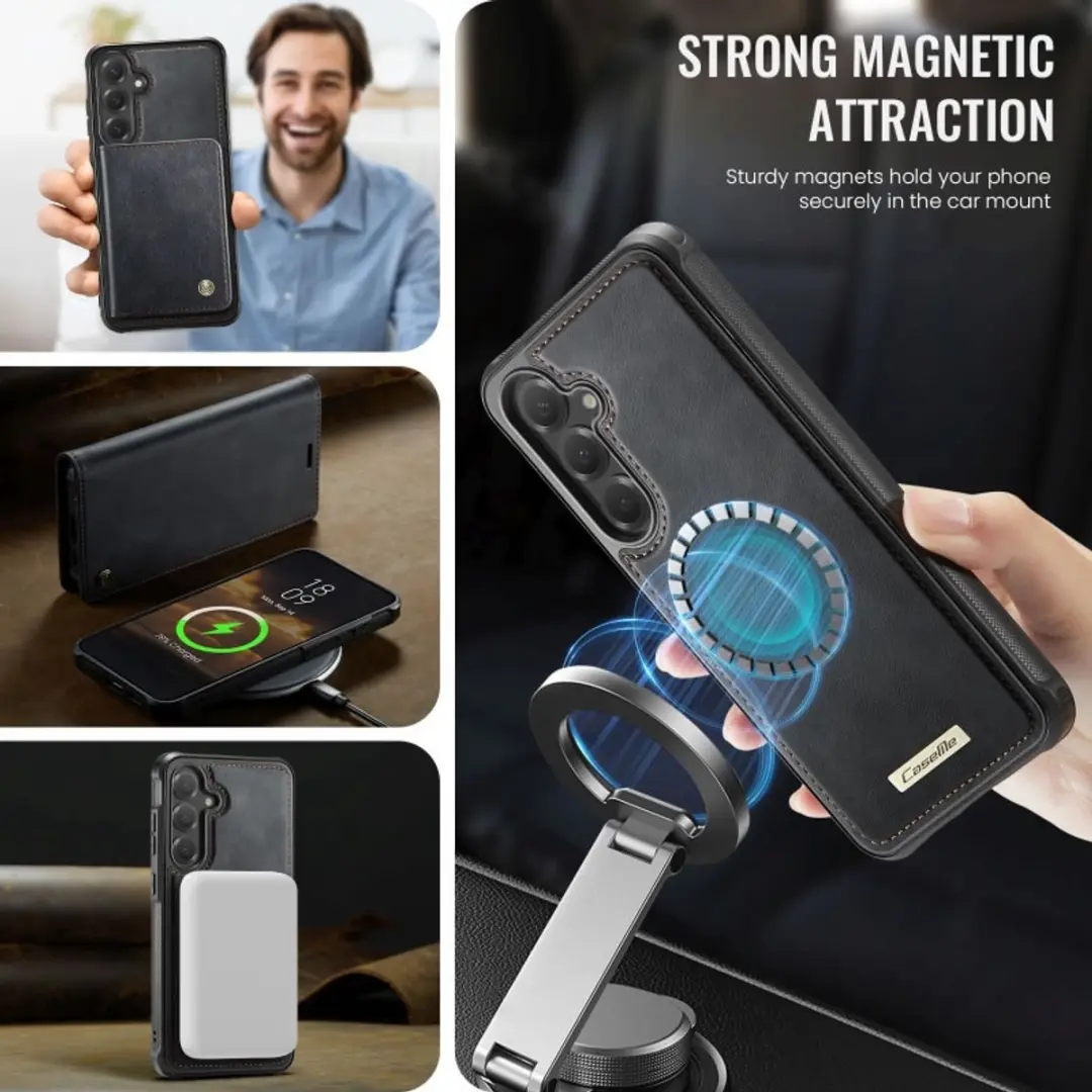 Caseme Luxe 2-in-1 Portemonneehoes Backcover Galaxy S25 FE - Zwart