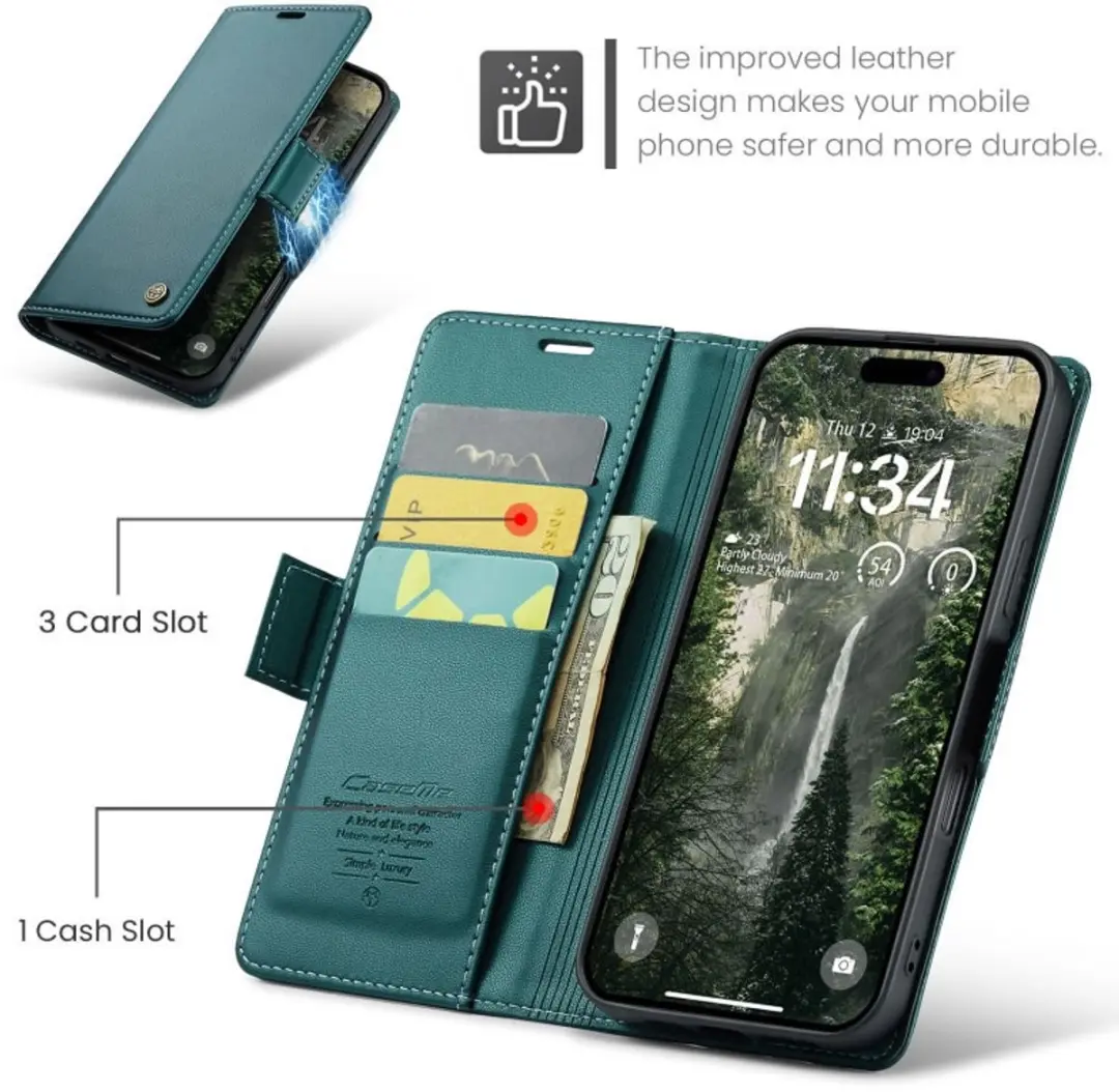 Caseme Wallet Case iPhone 17 - Groen - RFID Bescherming