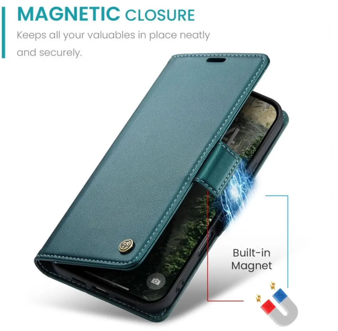 Caseme Wallet Case iPhone 17 - Groen - RFID Bescherming - afbeelding 6 van 6