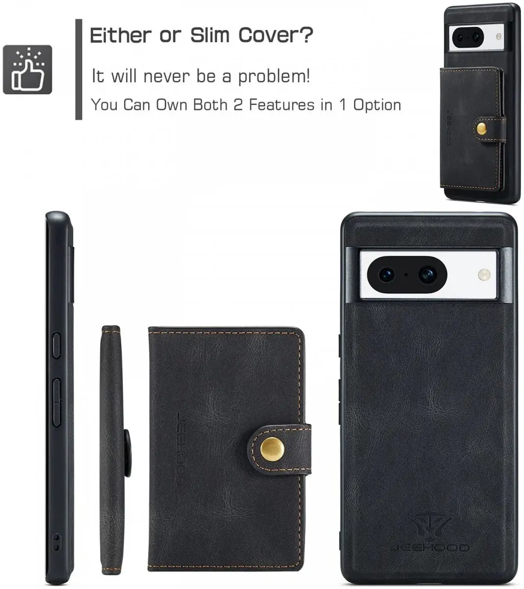 Caseme JH-01 Hoesje Google Pixel 8a - Pasjeshouder Zwart