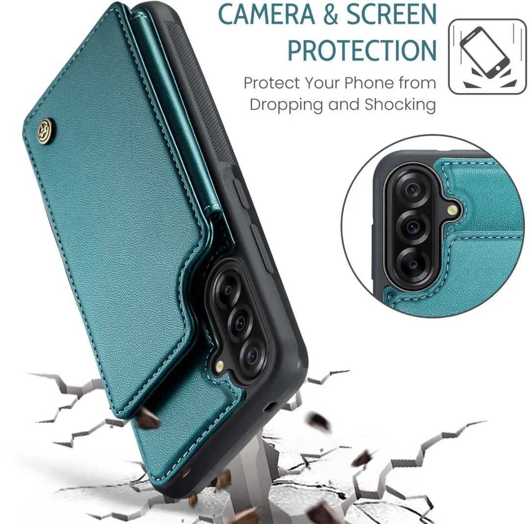 Caseme Luxe Portemonnee Backcover Galaxy A36 - Groen - 4 Pasjes