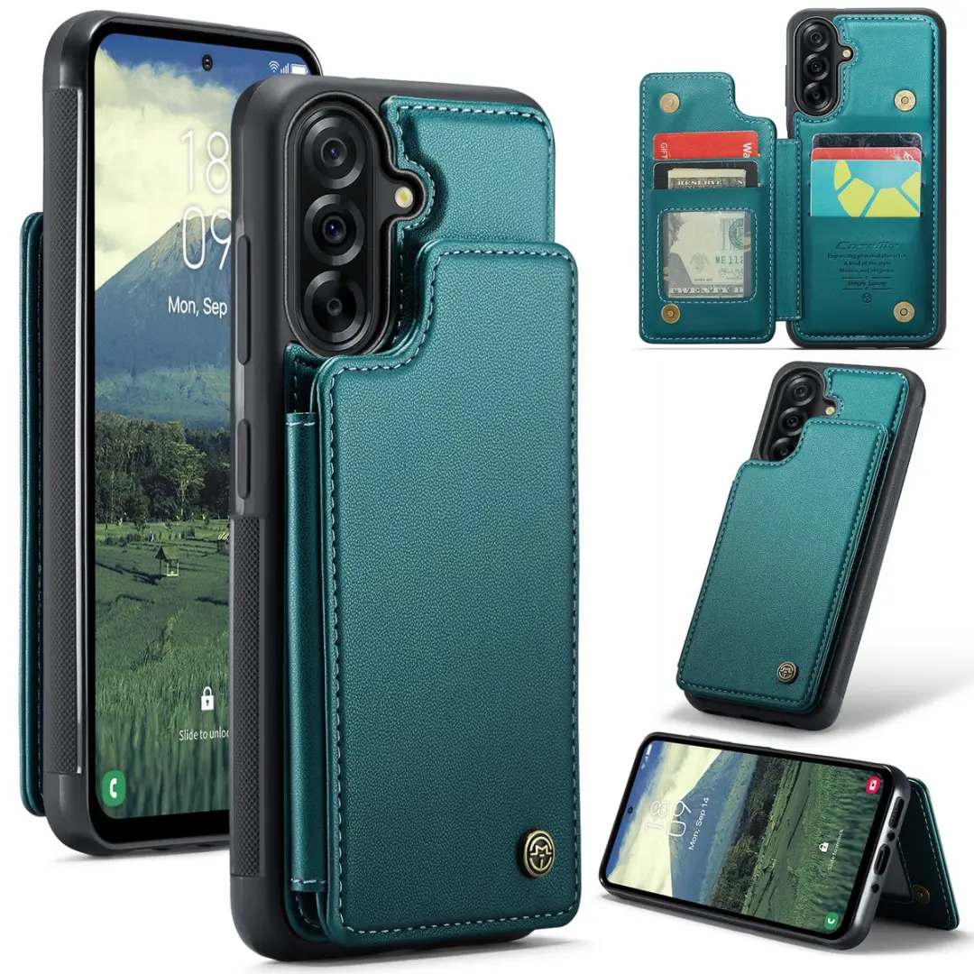 Caseme Luxe Portemonnee Backcover Galaxy A36 - Groen - 4 Pasjes