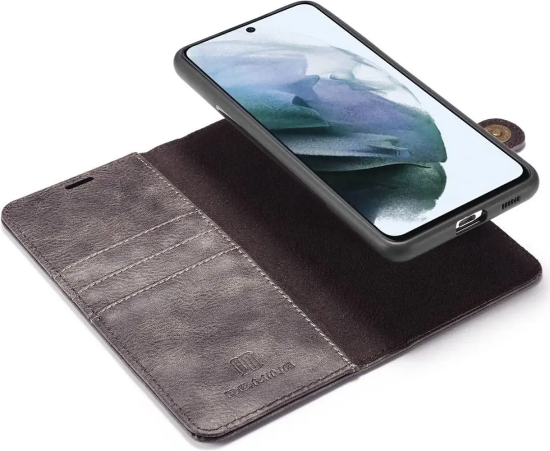 DG.MING Book Case Hoesje Grijs - Samsung Galaxy S21 FE - 3 Pasjes