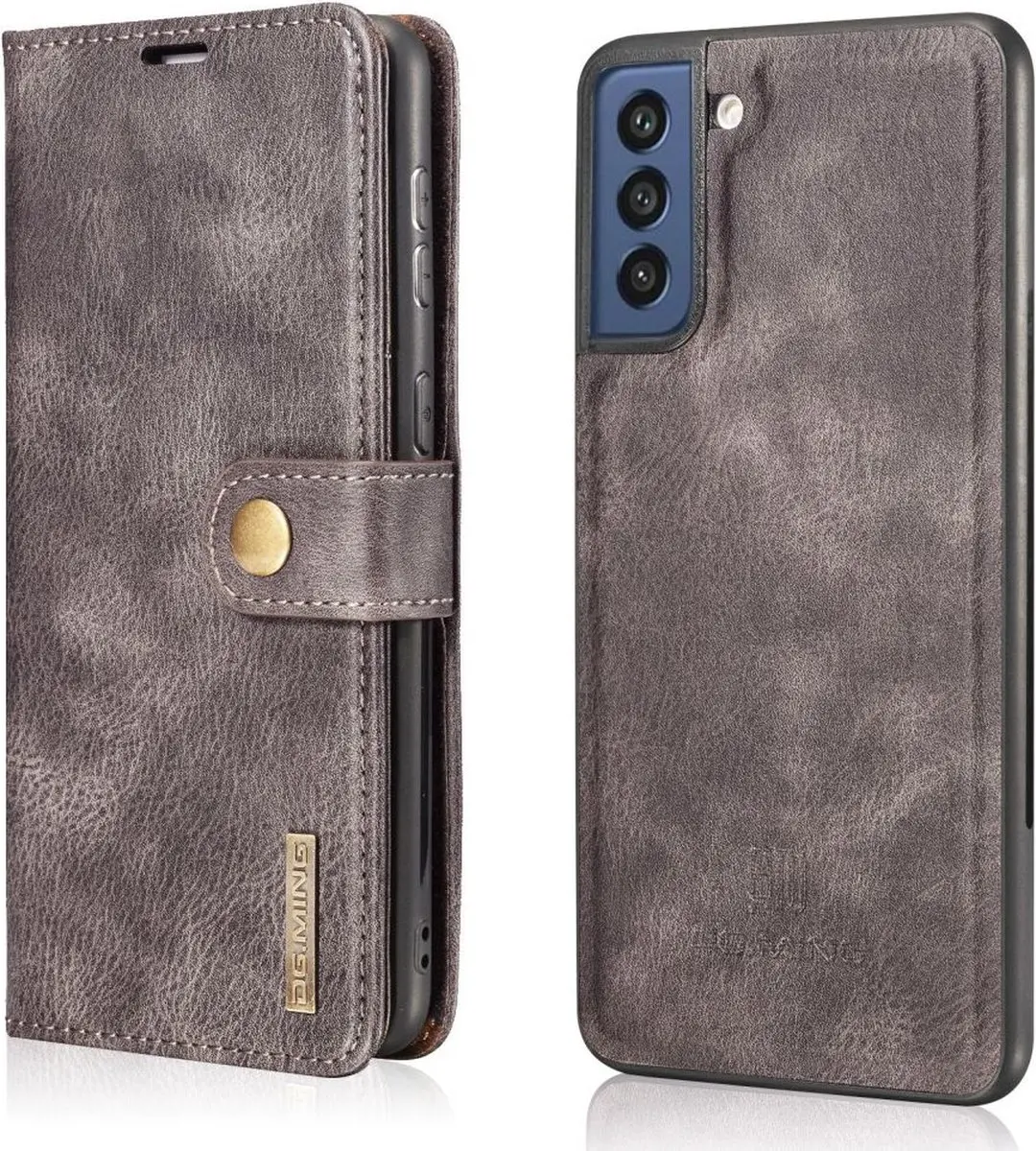 DG.MING Book Case Hoesje Grijs - Samsung Galaxy S21 FE - 3 Pasjes