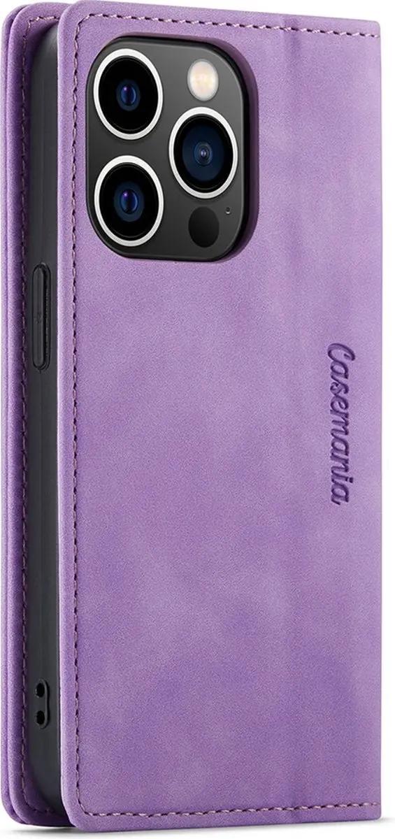 Caseme iPhone 14 Pro Max Bookcase Hoesje - Paars - 3 Pasjes