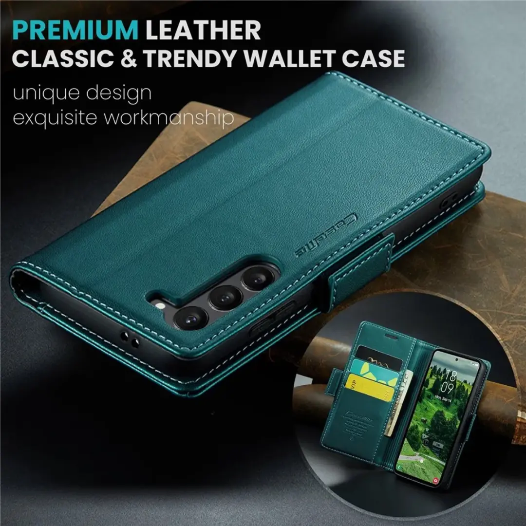 Caseme Litchi Texture Book Wallet Hoesje Samsung Galaxy S25 - Groen