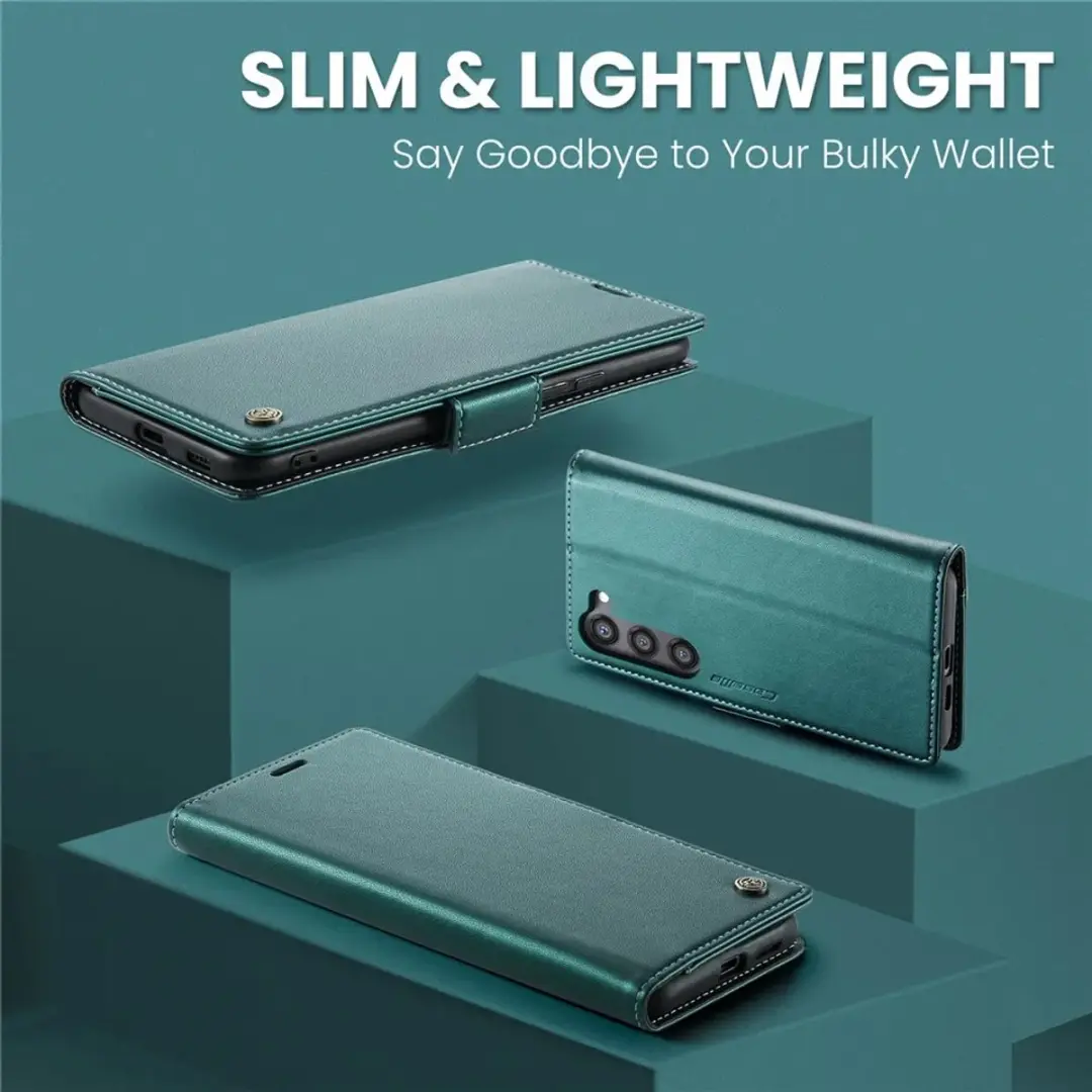 Caseme Litchi Texture Book Wallet Hoesje Samsung Galaxy S25 - Groen