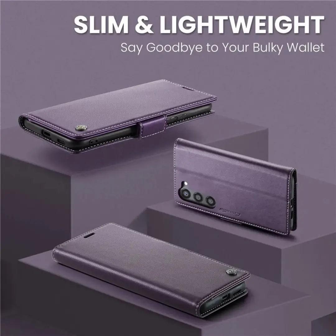 Caseme Litchi Texture Book Wallet Hoesje Samsung Galaxy S25 - 3 Pasjes - Paars