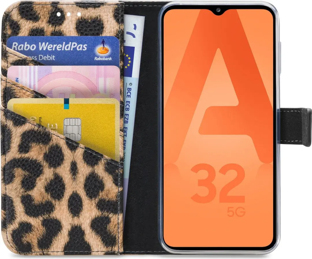 My Style Samsung Galaxy A32 5G Flex Wallet Hoesje - Luipaard Bruin - mpn-8718256945342