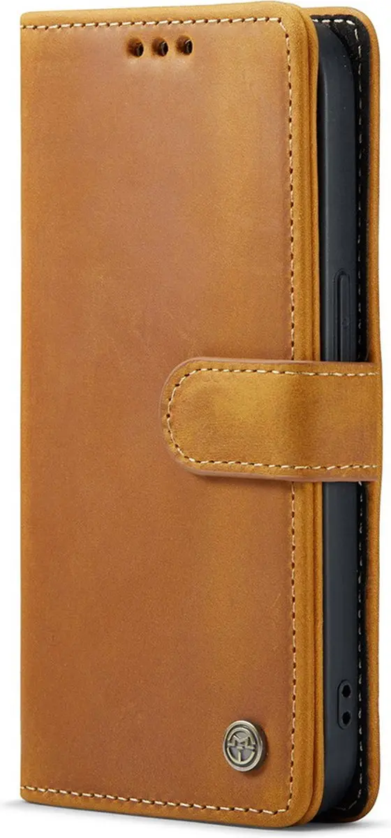 Caseme iPhone 14 Pro Boekkast Hoesje - Effen Cognac - 3 Pasjes
