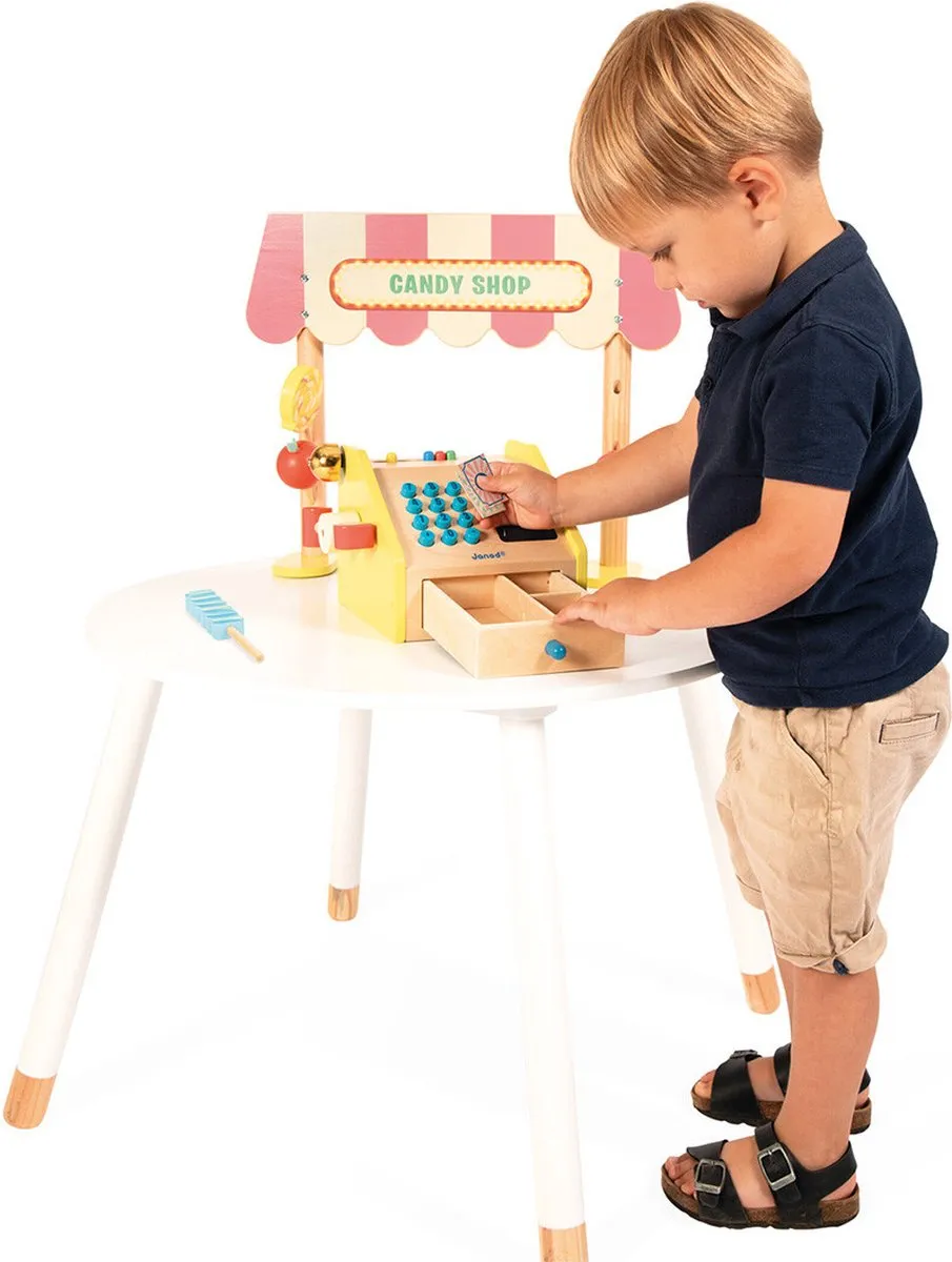 Janod Applepop Snoepwinkel - 1 Kassa met schoolbord - 33 accessoires