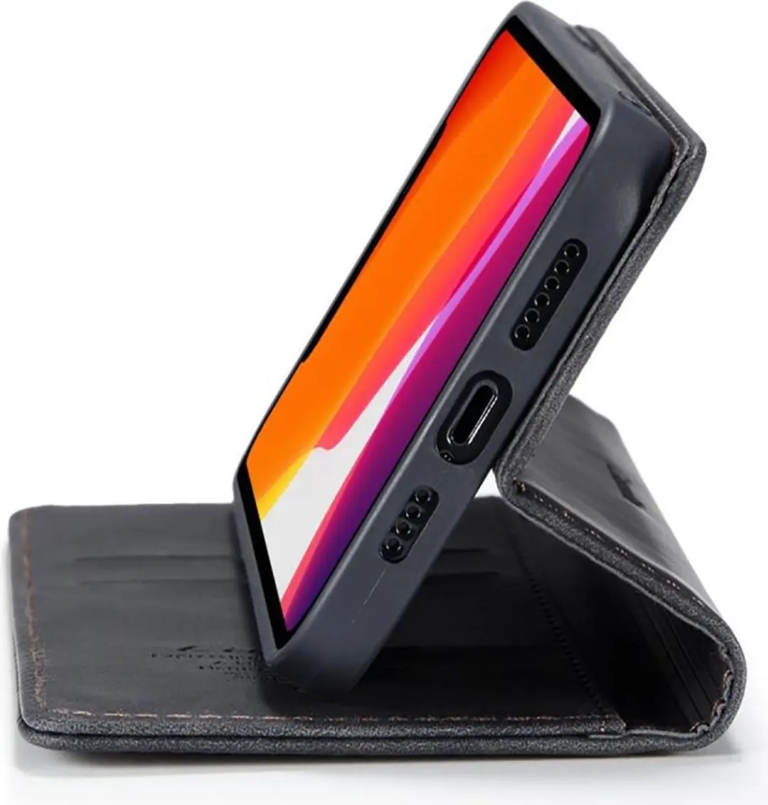 Caseme iPhone 12 Pro Max Wallet Case Cabello - Zwart