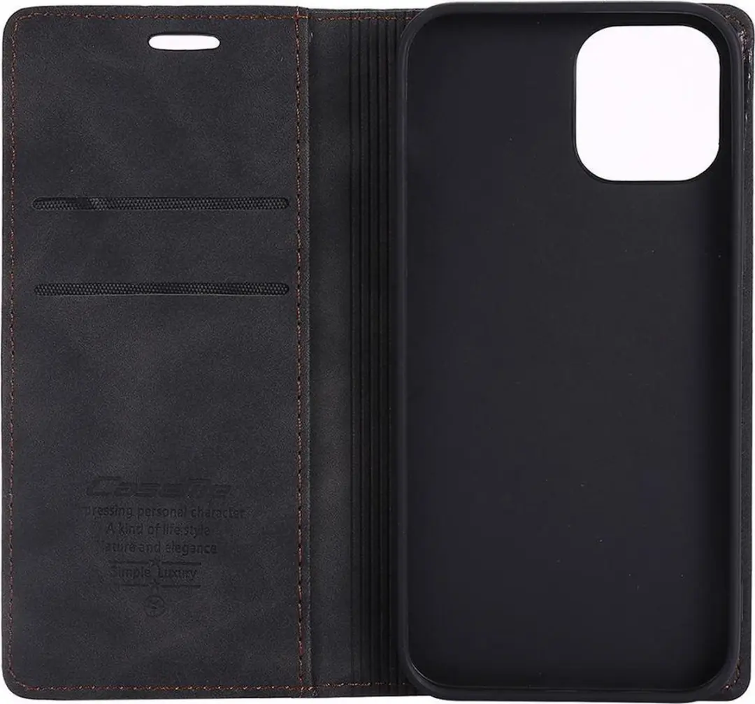 Caseme iPhone 12 Pro Max Wallet Case Cabello - Zwart