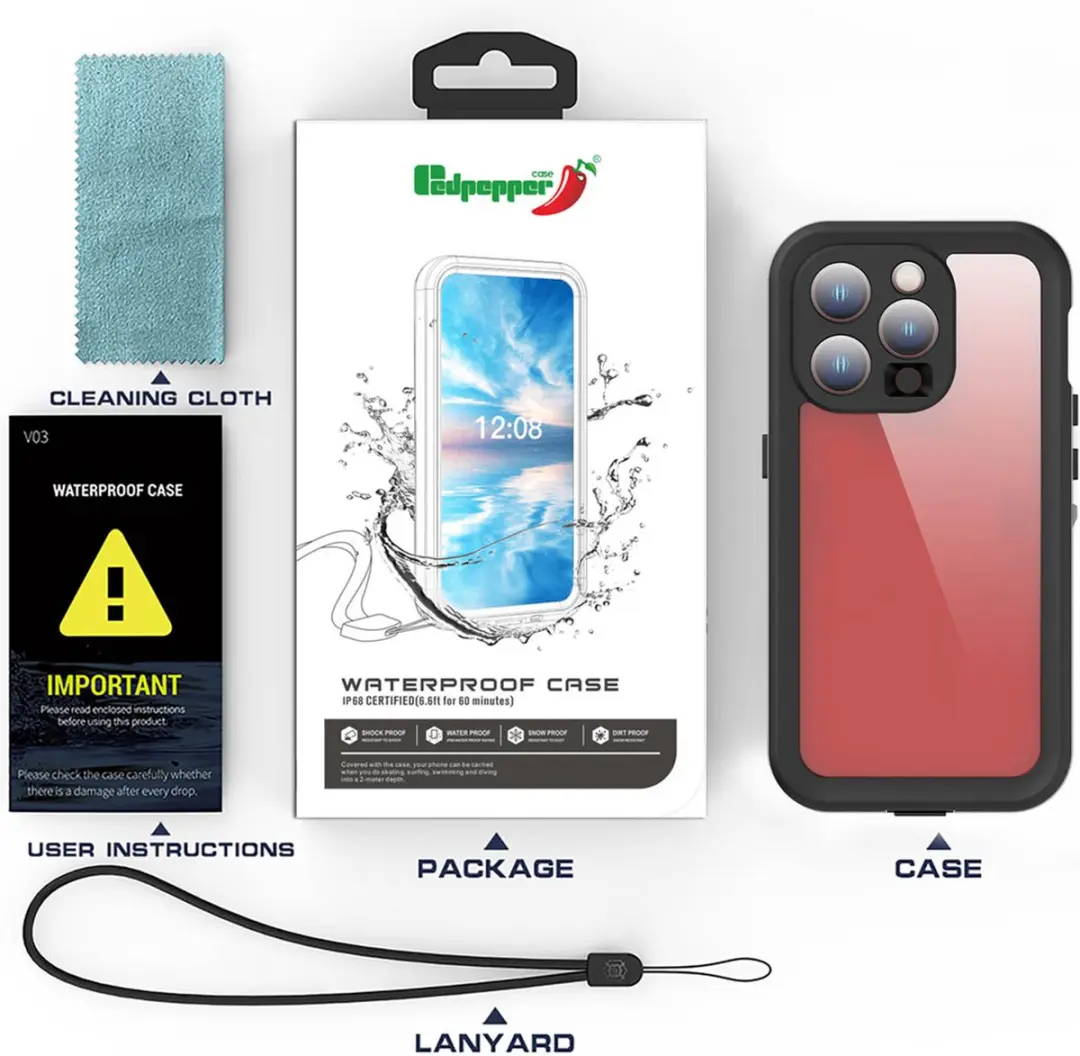 Redpepper Dot Plus Waterproof Backcover iPhone 15 Pro - Zwart - SH00066453 - afbeelding 6 van 6