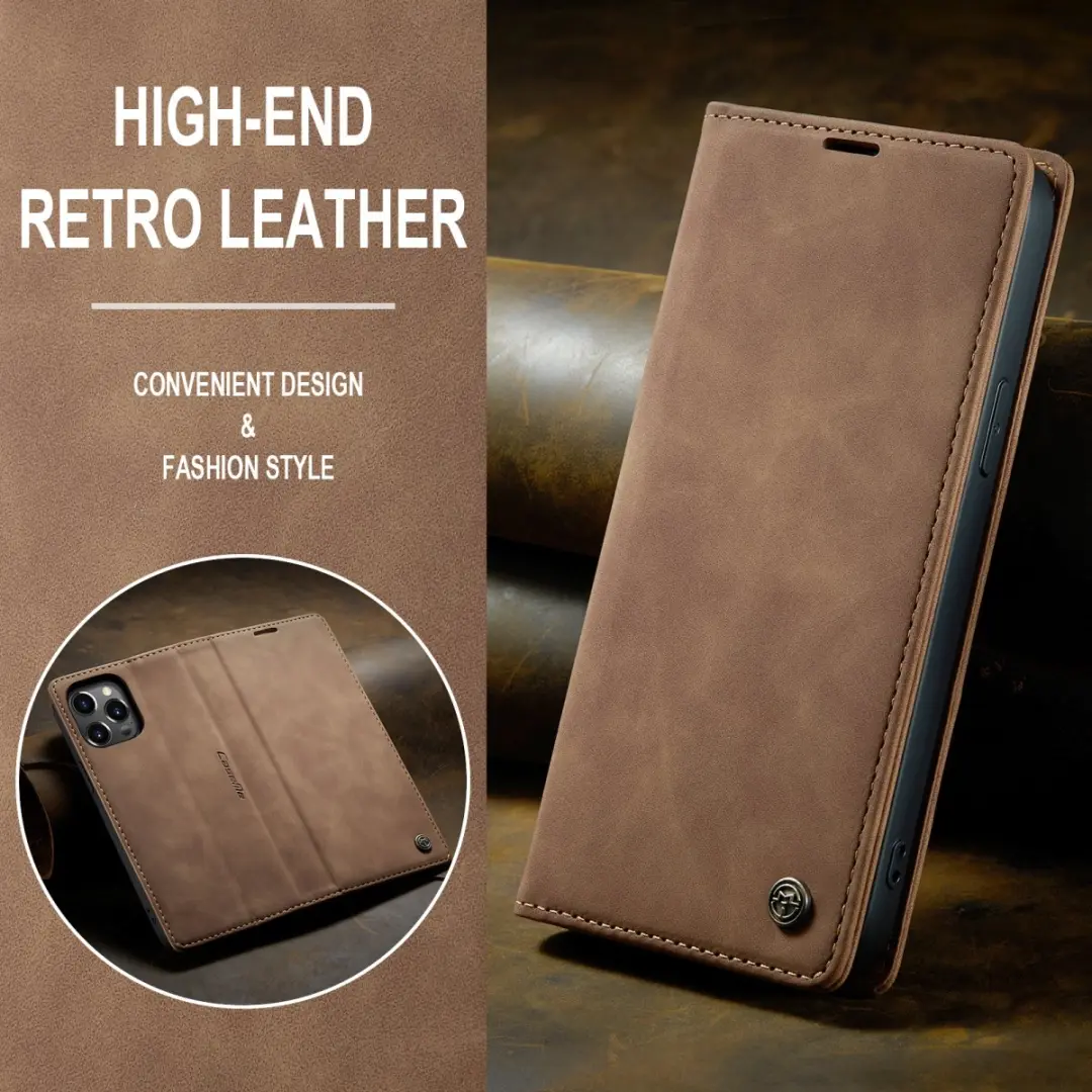 Caseme Retro Wallet Case CSM-39253 - iPhone 15 Pro Max - 2 Pasjes - Bruin