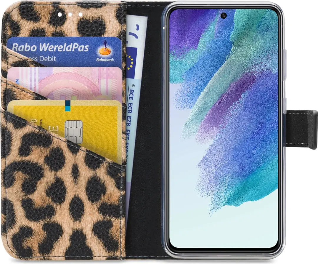 My Style Samsung Galaxy S21 FE Flex Wallet Hoesje - Luipaard Bruin - mpn-8718256964855