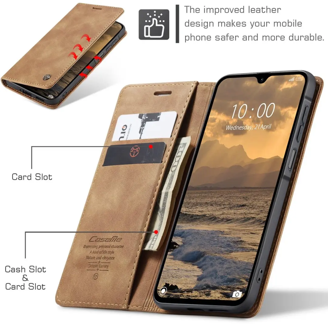 Caseme Hoesje Samsung Galaxy A27 Book Case - 2 Pasjes - Bruin - afbeelding 6 van 6