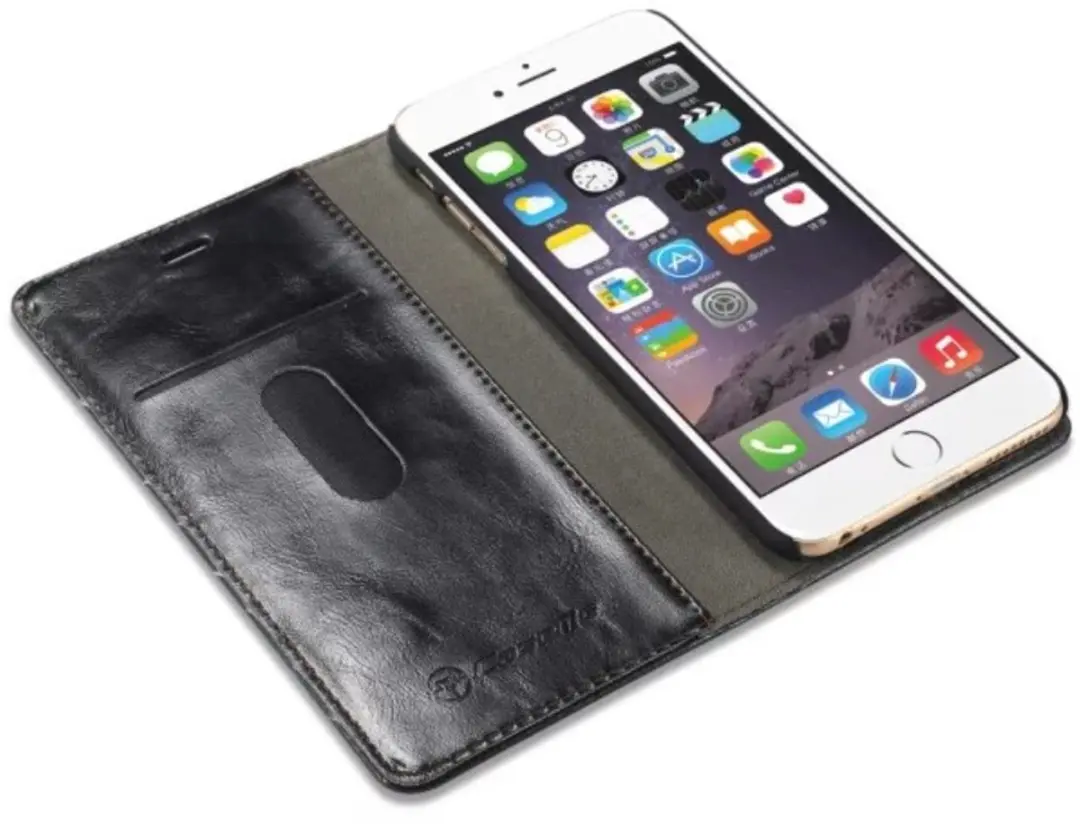 Caseme Oil Wallet Lederen Cover iPhone 6/6s - Bookcase Zwart