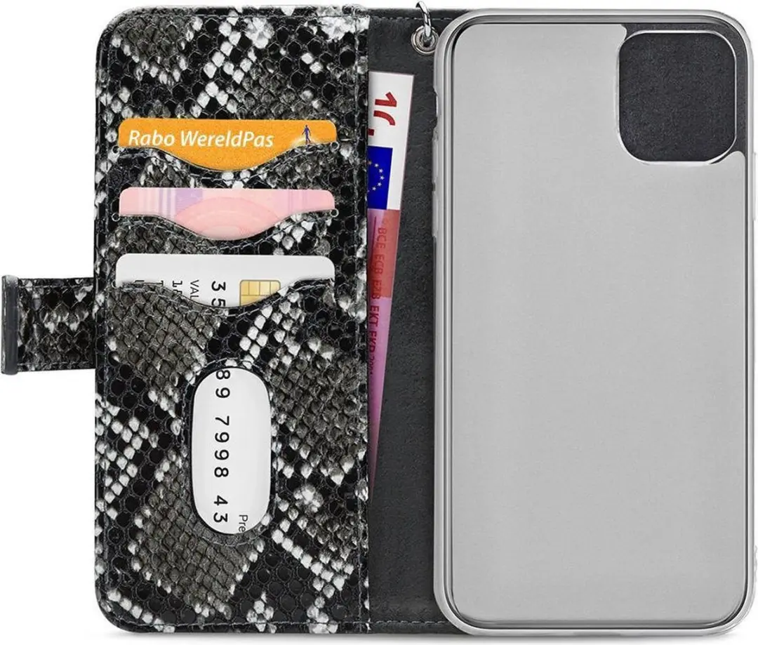 Mobilize iPhone 12 Pro Max Hoesje - Slangenprint Zwart - 4 Pasjes