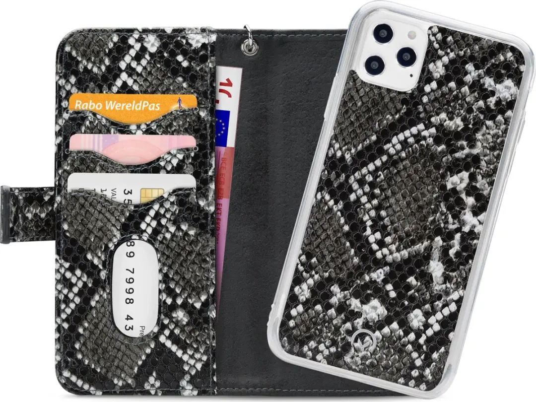 Mobilize iPhone 12 Pro Max Hoesje - Slangenprint Zwart - 4 Pasjes