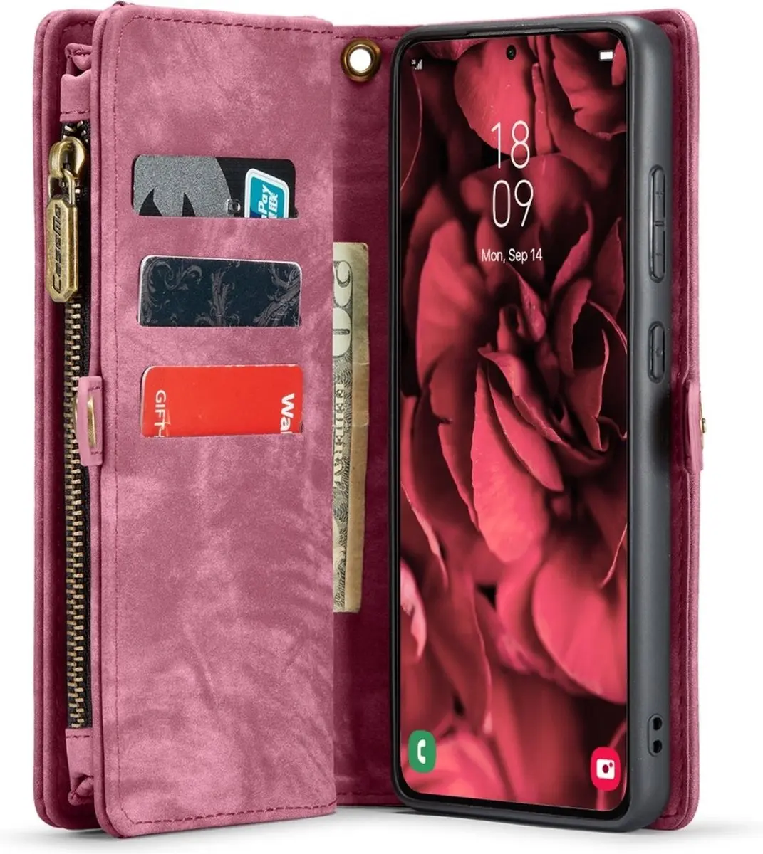 Caseme Hoes Samsung Galaxy S24 Plus - Vintage Portemonnee 2-in-1 - Rood