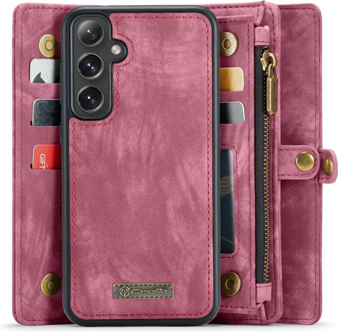 Caseme Hoes Samsung Galaxy S24 Plus - Vintage Portemonnee 2-in-1 - Rood - afbeelding 6 van 6
