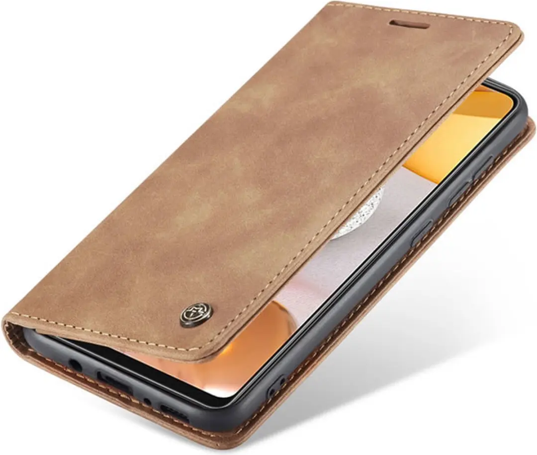 Caseme Hoesje Samsung Galaxy A42 5G Wallet Book - Magneetsluiting - Licht Bruin A426-21