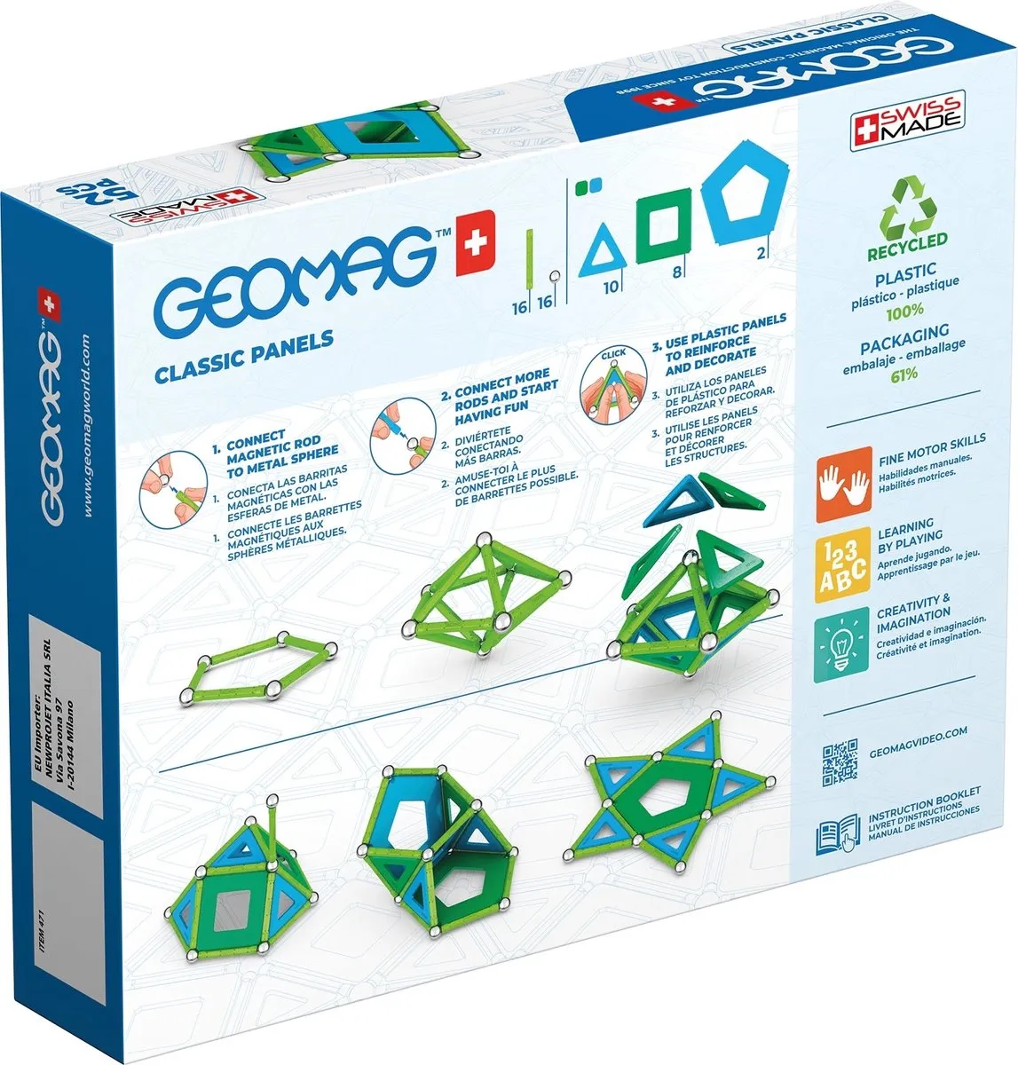 Geomag Classic Panels Green Line GM471 - 52-delig - Multikleur